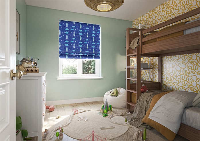 Blast Off, Blue Comet - Motorised Roman Blind - Image 6